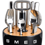 Комплект SMEG: органайзер чорний і 24 столові прибори