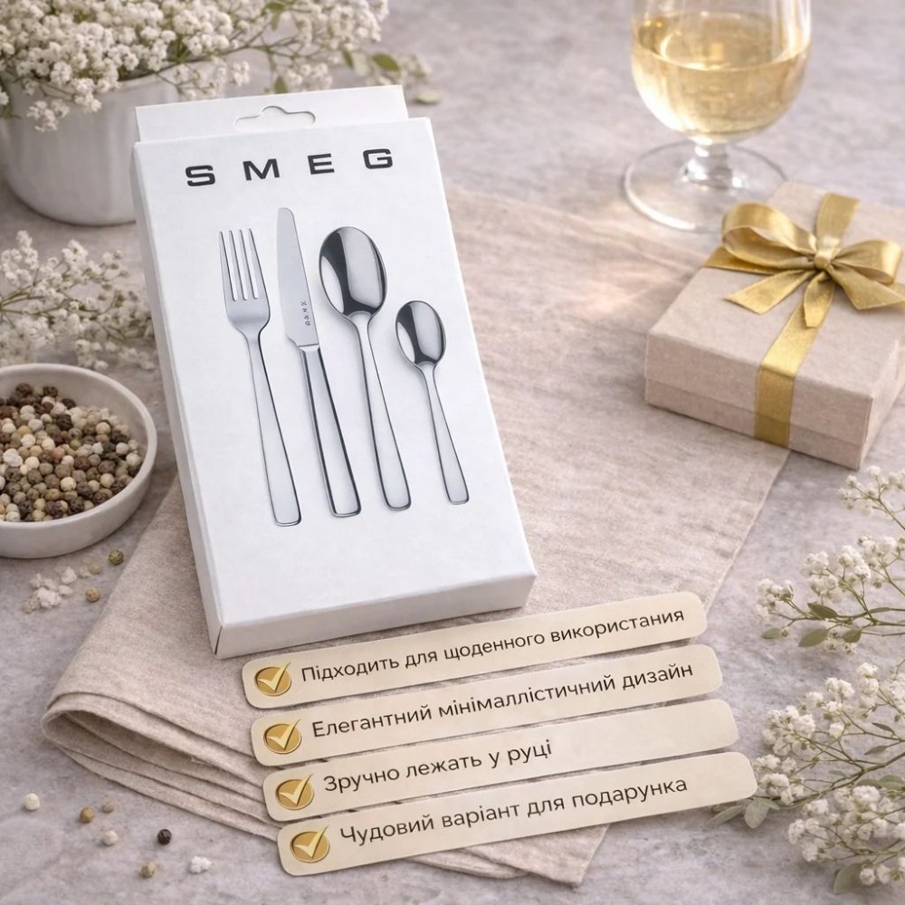 Набір для сервірування SMEG Dinner Cutlery, 4 предмети, на 1 особу