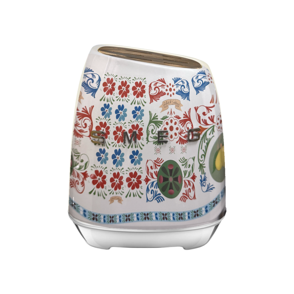 SMEG Dolce&Gabbana — білий набір кухонних ножів з підставкою, 7 предметів
