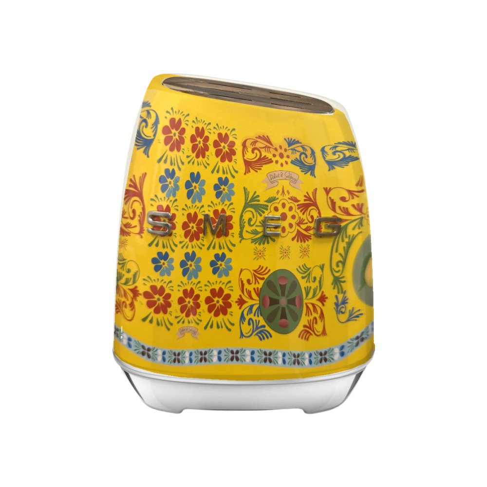 SMEG Dolce&Gabbana — жовтий набір кухонних ножів з підставкою, 7 предметів