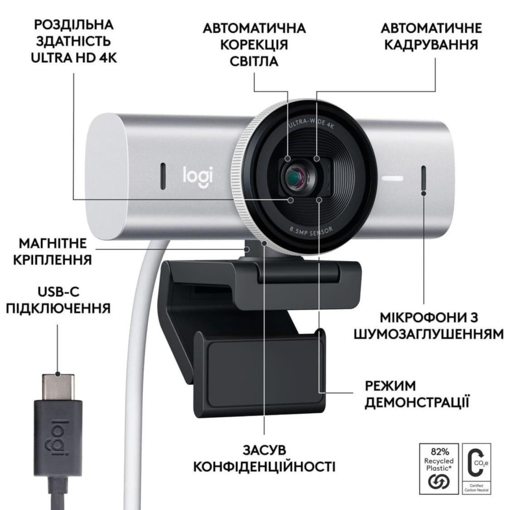 Вебкамера Logitech MX Brio 4K Plate Grey (960-001554)