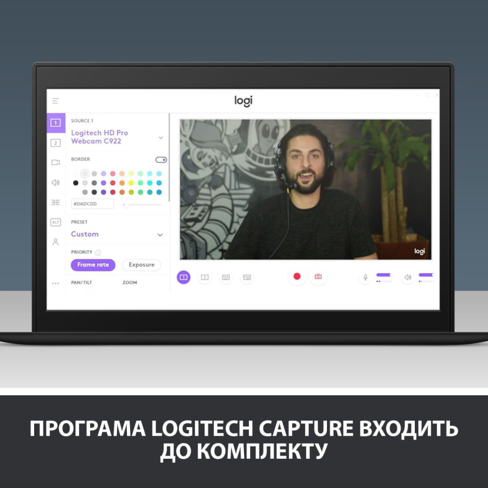 Вебкамера Logitech C922 Pro Stream FullHD Black (960-001088)