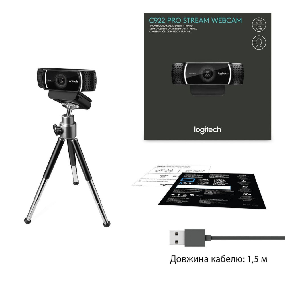 Вебкамера Logitech C922 Pro Stream FullHD Black (960-001088)