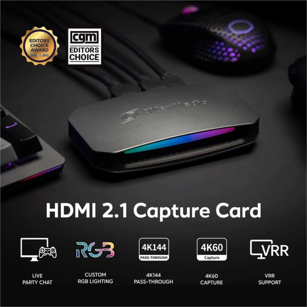 Пристрій захоплення відео AVerMedia GC553G2 ULTRA 2.1 RGB, 2160p144 Pass-Through, 2160p60 запис, чорний