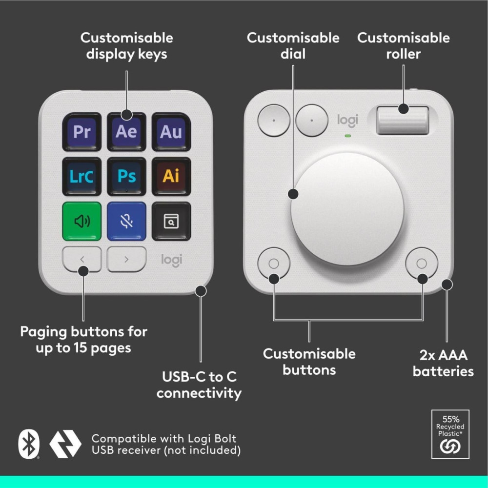 Контролер Logitech MX Creative Console Pale Grey