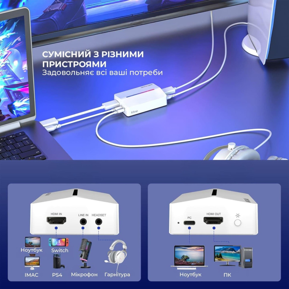 Пристрій захоплення відео Fifine V3W Game Capture Card