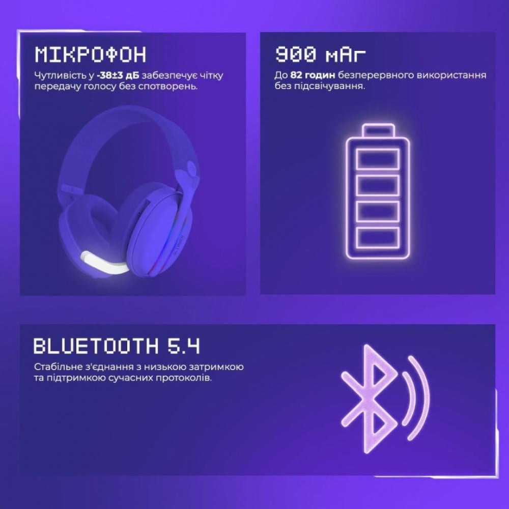 Ігрова гарнітура Proove Gaming Glimmer (APP) Black Purple (WHGL00022016)