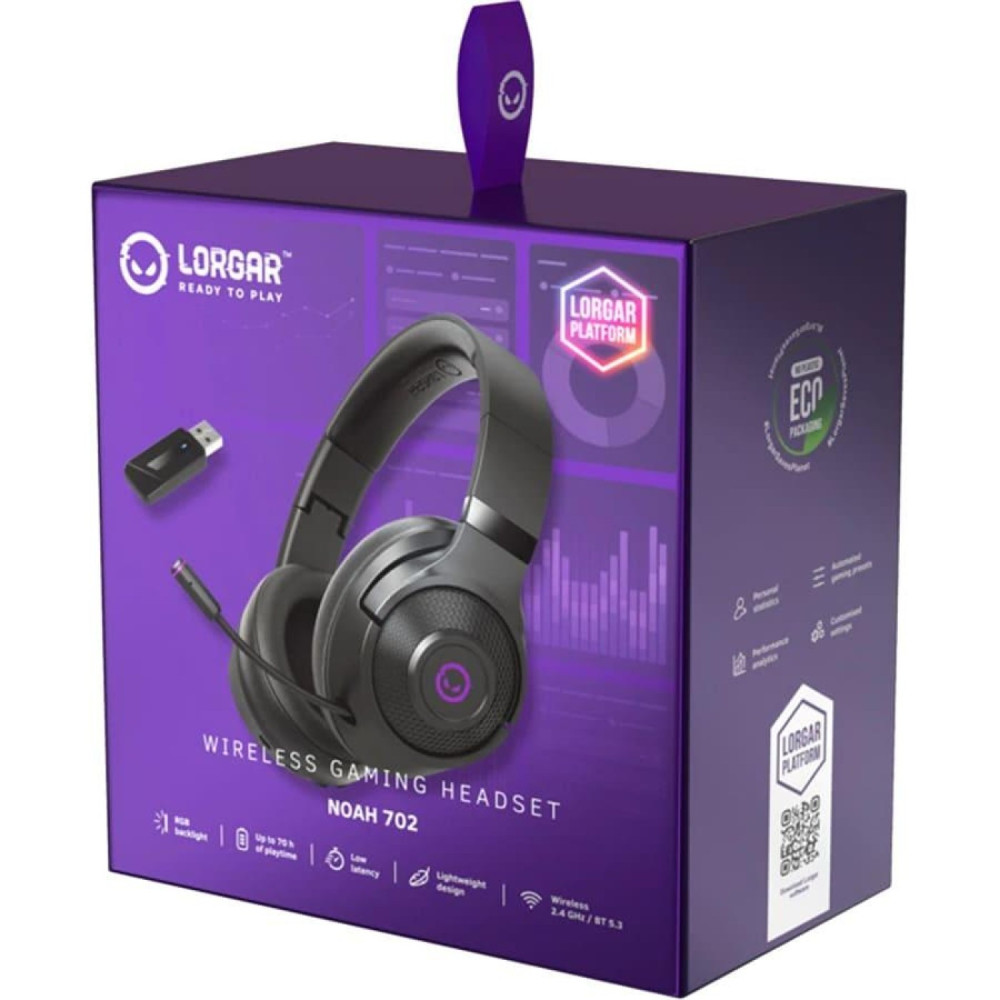 Ігрова гарнітура Lorgar Noah 702 Wireless Black