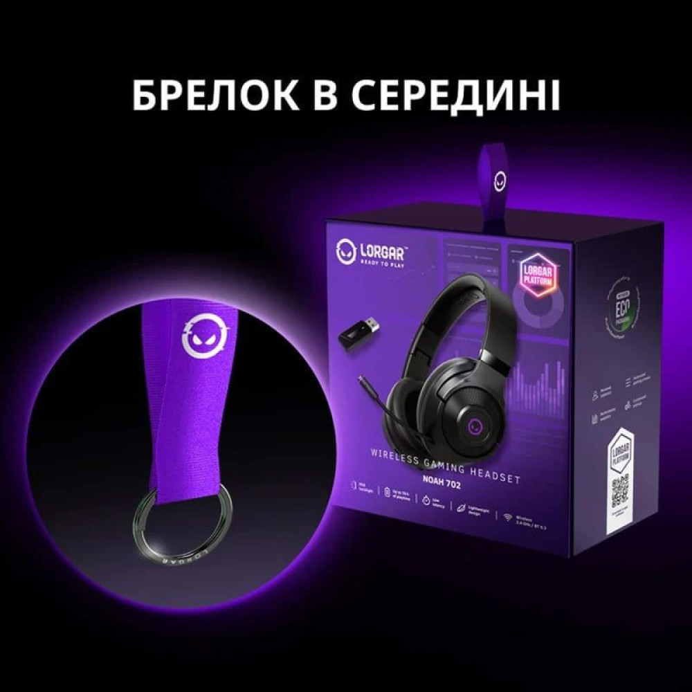 Ігрова гарнітура Lorgar Noah 702 Wireless Black
