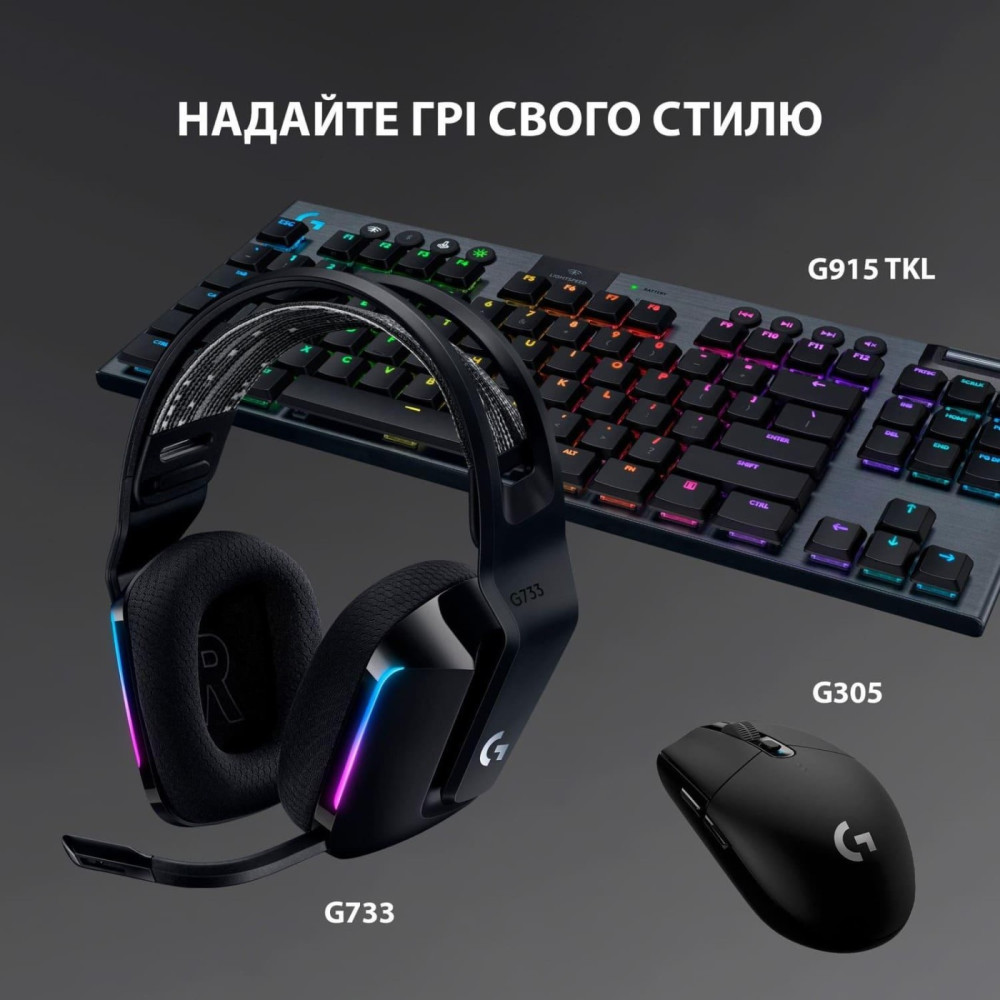 Ігрова бездротова гарнітура Logitech G733 Lightspeed Wireless RGB Black (981-000864)