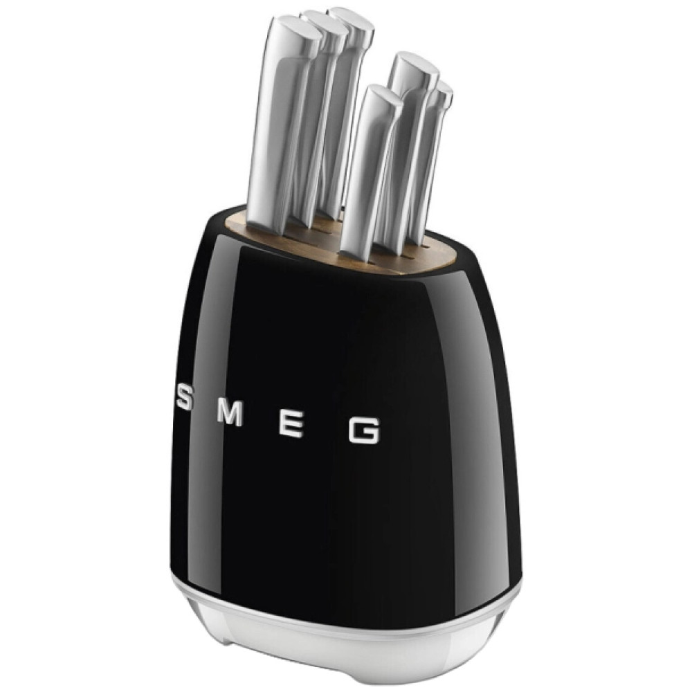 Набір ножів із підставкою SMEG, чорний — 7 предметів