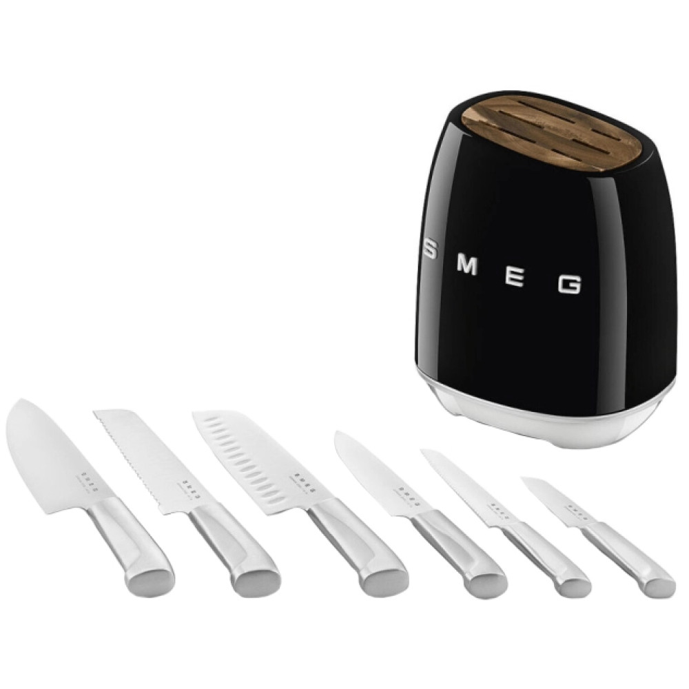 Набір ножів із підставкою SMEG, чорний — 7 предметів