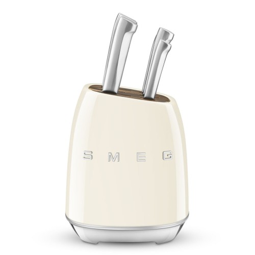 Набір ножів SMEG з підставкою, 7 предметів, кремовий