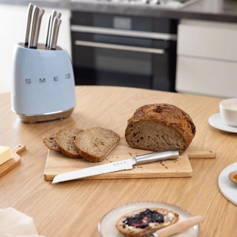 Набір ножів із підставкою SMEG, блакитний — 7 предметів